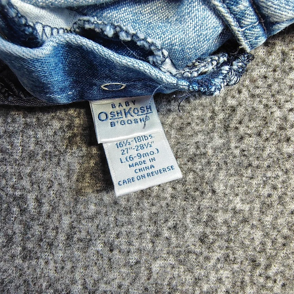 Vintage Oshkosh Bgosh Denim Embroidered Sheep Overall Dress 6-9 months